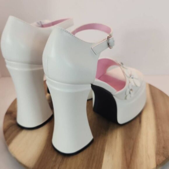 Dolls Kill - Sugar Thrillz Power Play Peep Toe Heels - Women's Size 9 Pistol 2 - Picture 3 of 9